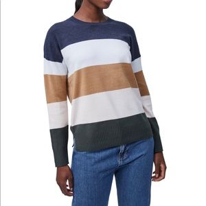 NWT FRENCH CONNECTION Colorblock Sweater Crewneck Pullover Stripe Large